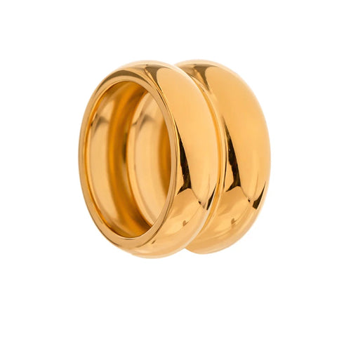 Yhpup Stylish Stainless Steel Layered Metal Texture Ring Occident Simple 18k Gold Plated Finger for Women Jewelry кольцо женское
