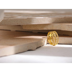 Yhpup New Design Stainless Steel Leaves Ring Statement Metal Gold 18 K Plated Opening Joyería Acero Inoxidable Mujer Gala Gift
