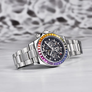 Top trends New PAGANI DESIGN 40MM Fashion Rainbow Bezel Men Mechanical Wristwatch Stainless Steel 10Bar Waterproof Watch for Men