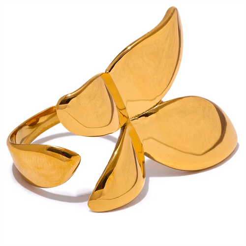 Yhpup Exquisite Stainless Steel Butterfly Ring Waterproof 18K PVD Plated Metal Fashion Finger Jewelry бижутерия для женщин