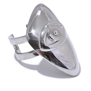 Yhpup Trendy Stainless Steel Eye Triangle Open Fashion Ring Gold Silver Color Metal Waterproof Statement Jewelry for Women Gift