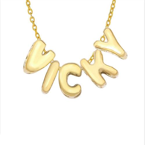 Bubbella – 3D-namnhalsband i 14K guld/silver