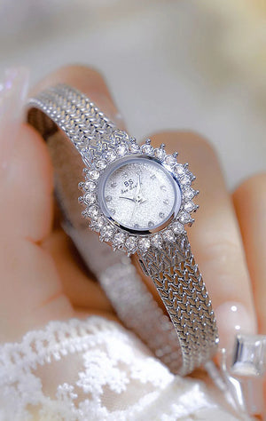 Watches For Women Luxury Brand Sunflower Diamond Dial Quartz Watch Fashion Elegant Waterproof Women's Wristwatch Alloy Bracelet