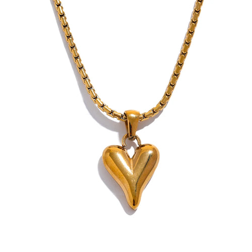 Yhpup High Quality 316l Stainless Steel Heart Love Pendant Necklace Gold Color Romantic Charm Textured Jewelry for Women Gift