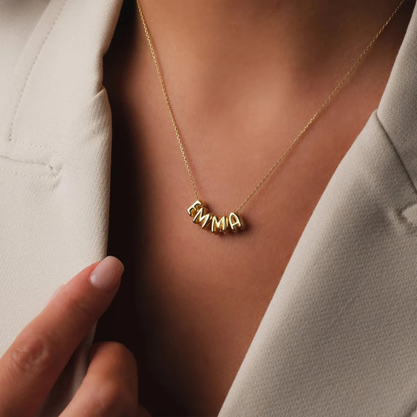 Bubbella – 3D-namnhalsband i 14K guld/silver