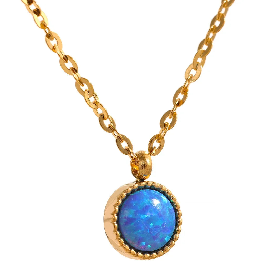 Blue Opal Glow – 18K Guldplätering