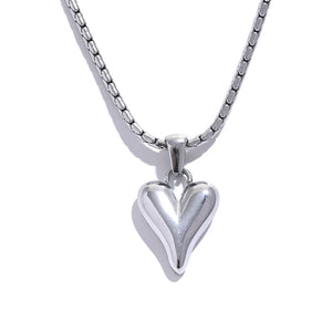Yhpup High Quality 316l Stainless Steel Heart Love Pendant Necklace Gold Color Romantic Charm Textured Jewelry for Women Gift