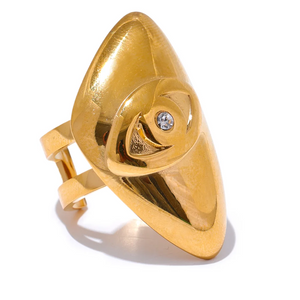 Yhpup Trendy Stainless Steel Eye Triangle Open Fashion Ring Gold Silver Color Metal Waterproof Statement Jewelry for Women Gift