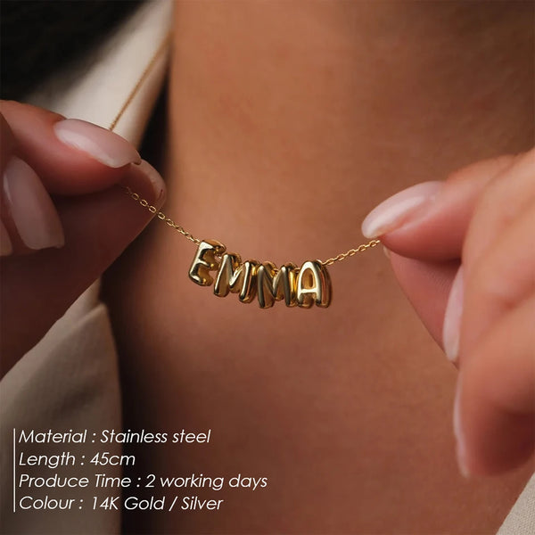 Bubbella – 3D-namnhalsband i 14K guld/silver