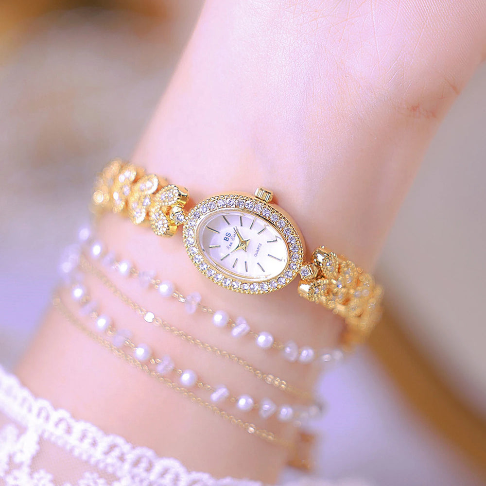 Watches For Women Luxury Vintage Elegant golden Bracelet Ladies Watch Gold rhinestones Quartz Wristwatches Gifts For Women Reloj